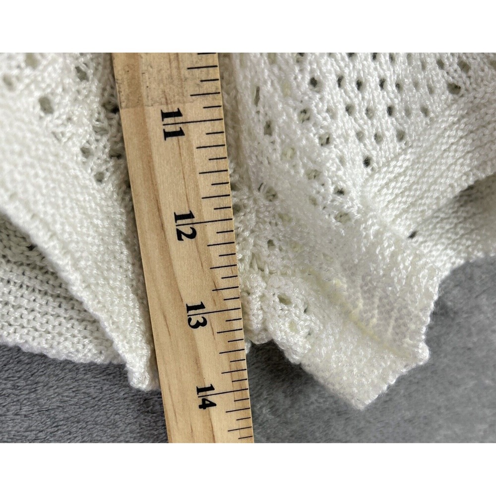 Madden‎ NYC Small White Open Knit Sweater Shorts Cover Up Boho Festival Beach - Picture 4 of 8